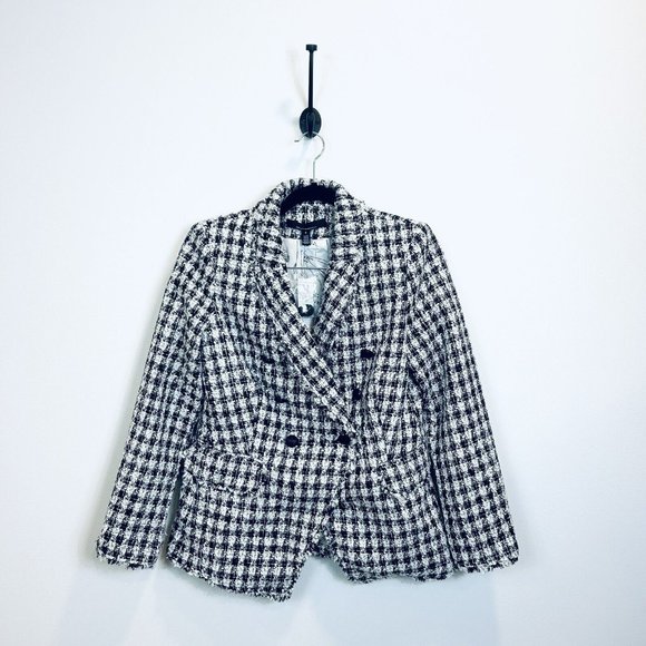 White House Black Market Jackets & Blazers - NWT White House Black Market Studio Blazer Tweed Size 6 Black White WHBM